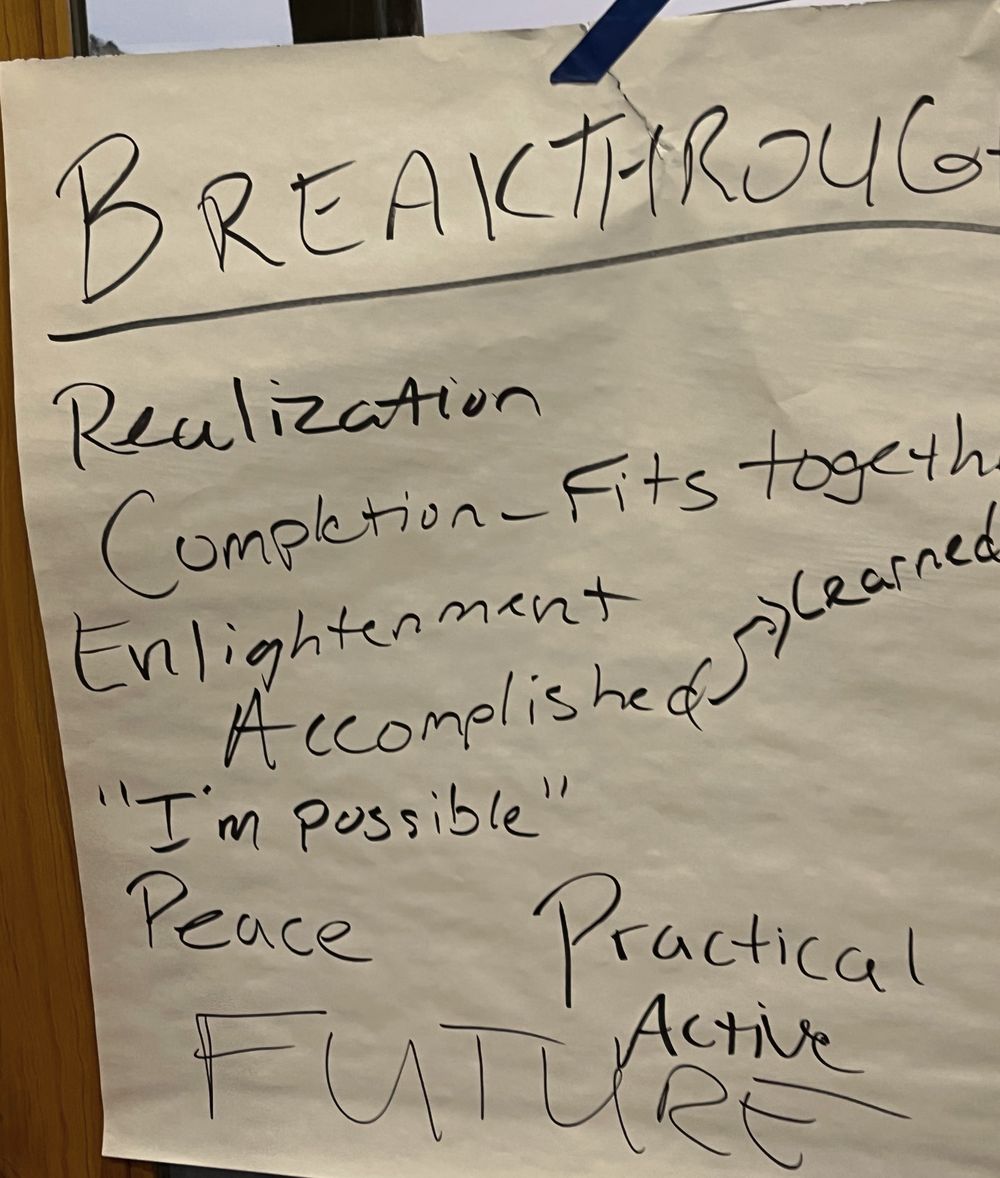 A handwritten flip chart from a Gen1 workshop headed Breakthrough